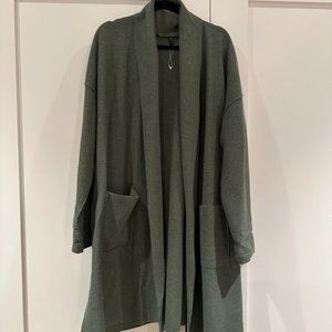 Shawl-Collar Boiled Wool Coat - Cypress
